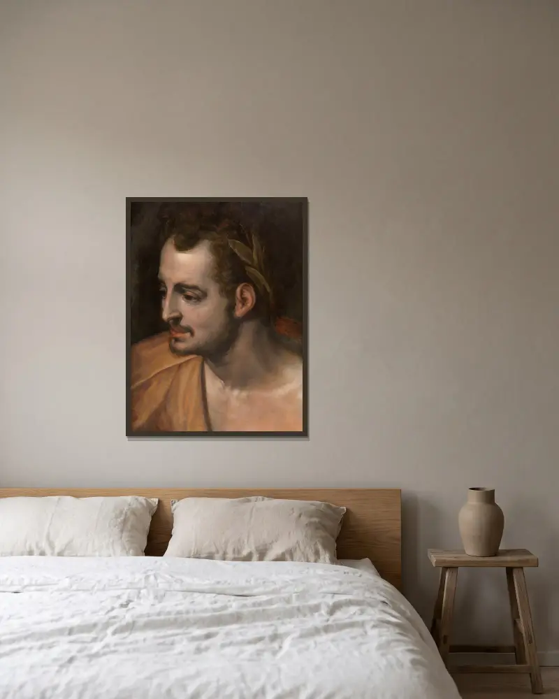 A Roman Emperor av Frans Floris inramad på en vägg