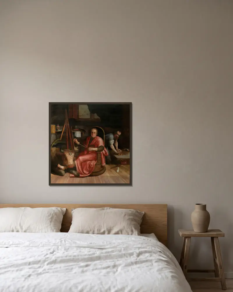 Saint Luke av Frans Floris inramad på en vägg