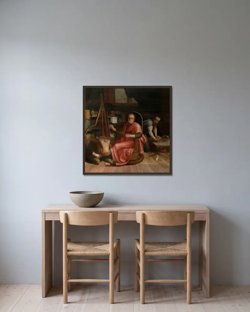Saint Luke av Frans Floris inramad på en vägg