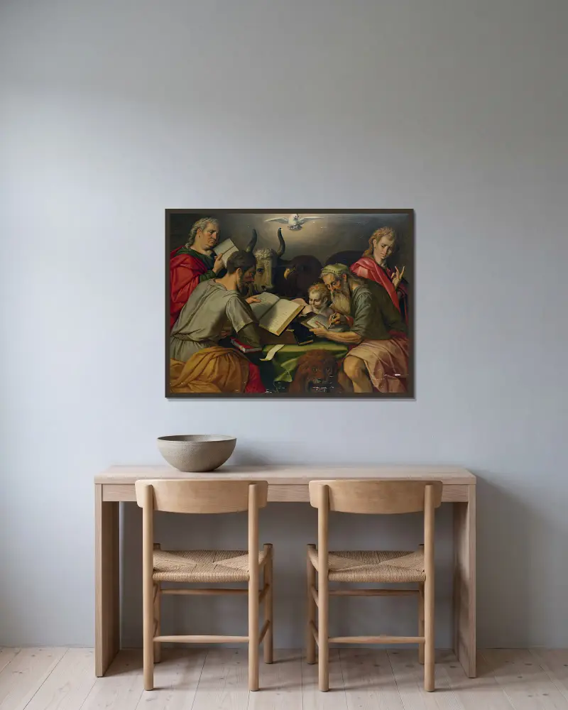 The Four Evangelists av Frans Floris inramad på en vägg