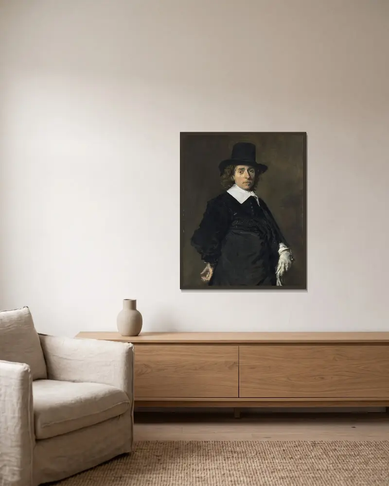 Adriaen van Ostade av Frans Hals inramad på en vägg