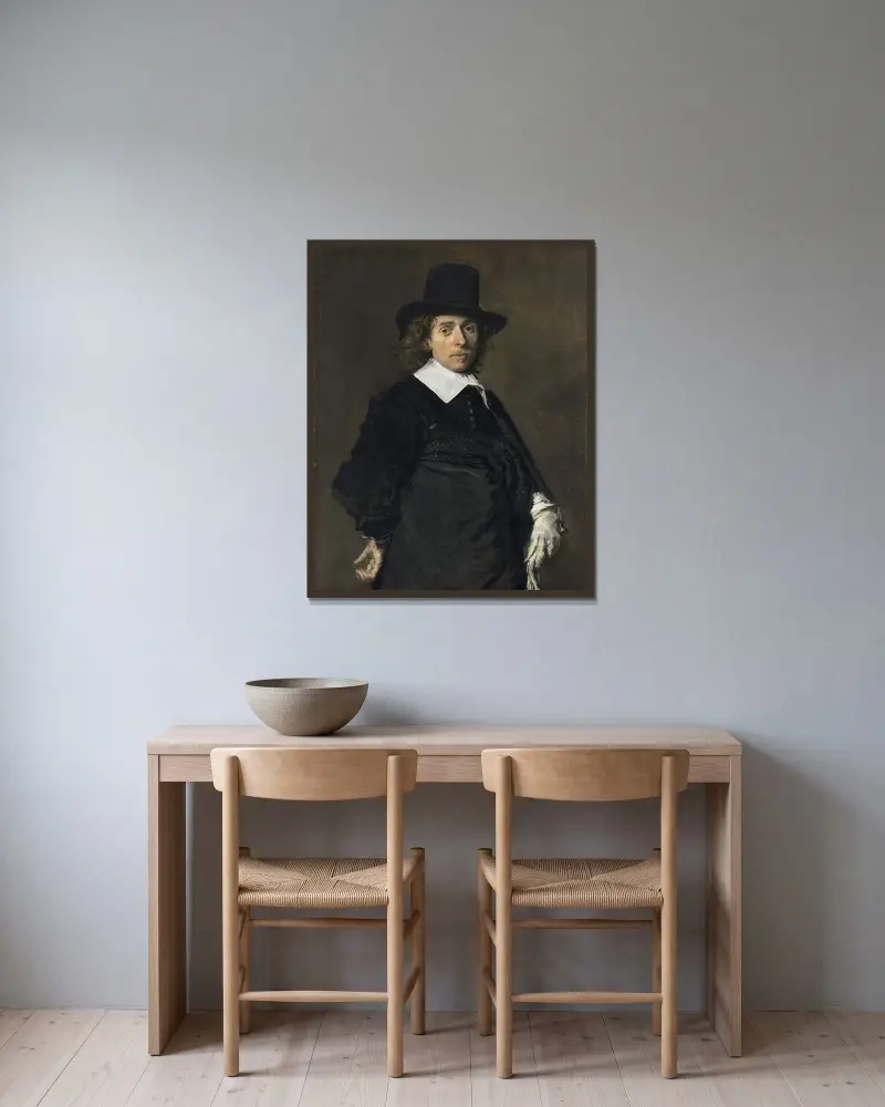 Adriaen van Ostade av Frans Hals inramad på en vägg