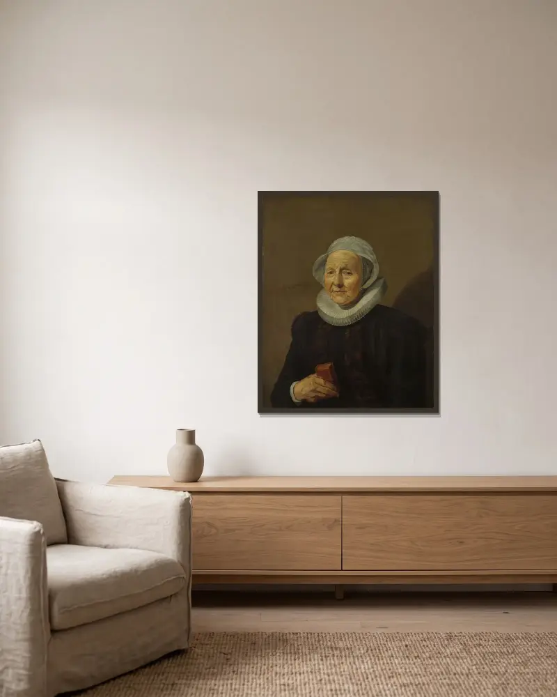 An Old Lady av Frans Hals inramad på en vägg