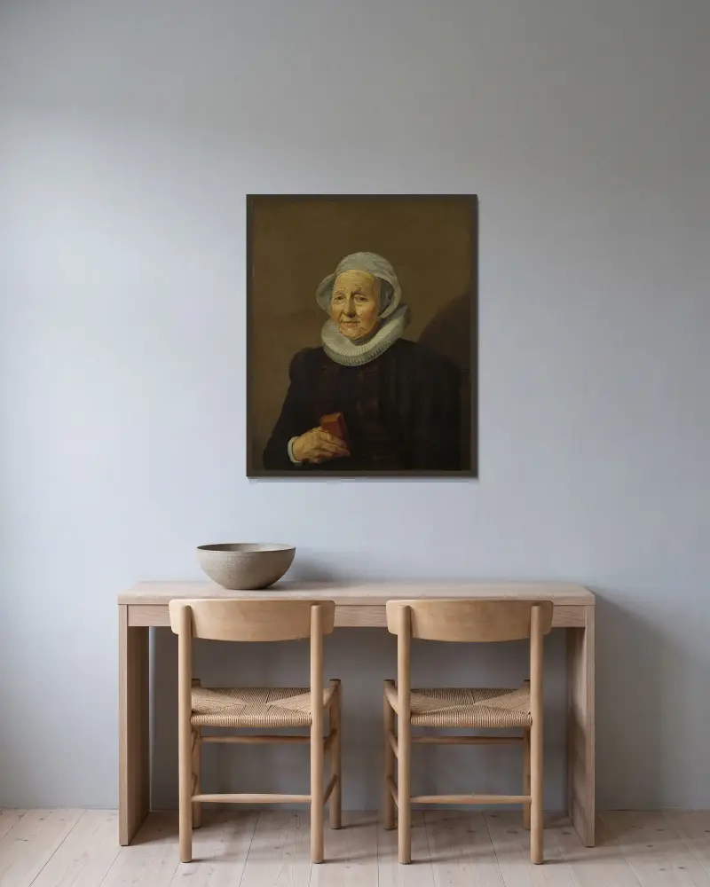 An Old Lady av Frans Hals inramad på en vägg