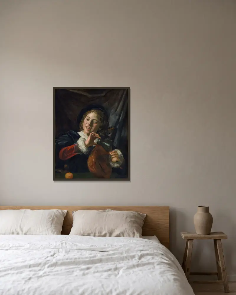 Chłopiec z lutnią, Frans Hals w ramie na ścianie