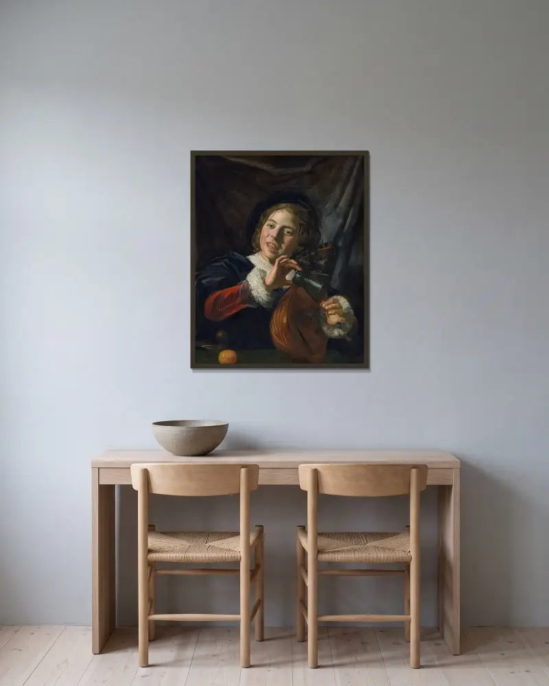 Chłopiec z lutnią, Frans Hals w ramie na ścianie