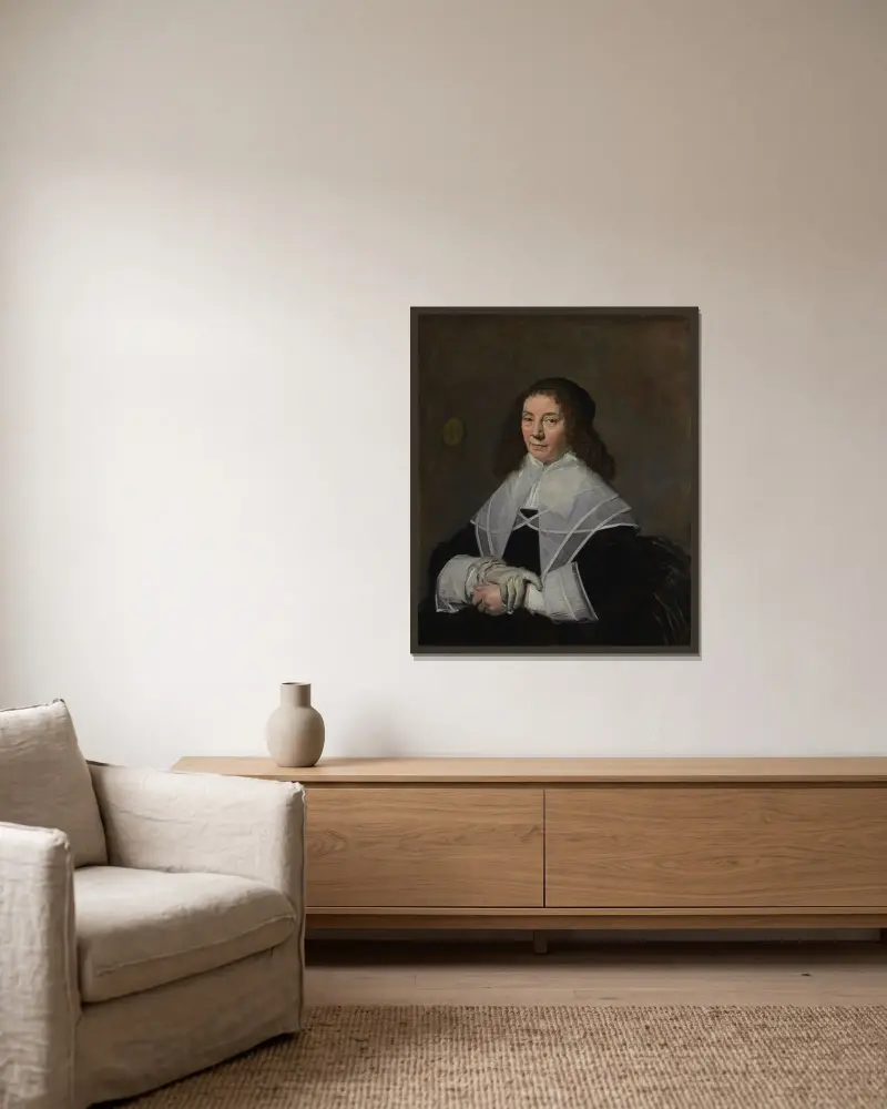 Dorothea Berck (1593–1684), hustru till Joseph Coymans (1591–efter 1660) av Frans Hals inramad på en vägg