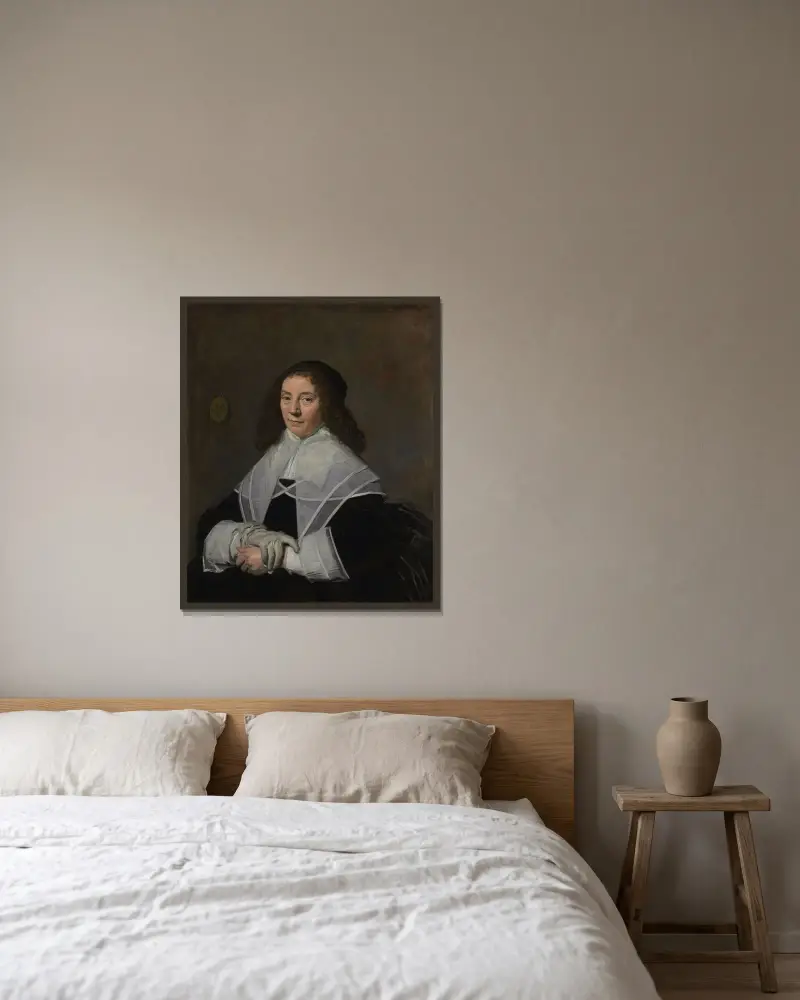 Dorothea Berck (1593–1684), hustru till Joseph Coymans (1591–efter 1660) av Frans Hals inramad på en vägg