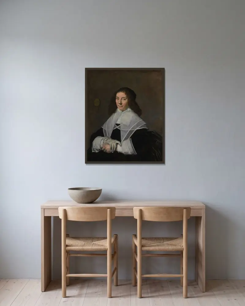 Dorothea Berck (1593–1684), hustru till Joseph Coymans (1591–efter 1660) av Frans Hals inramad på en vägg