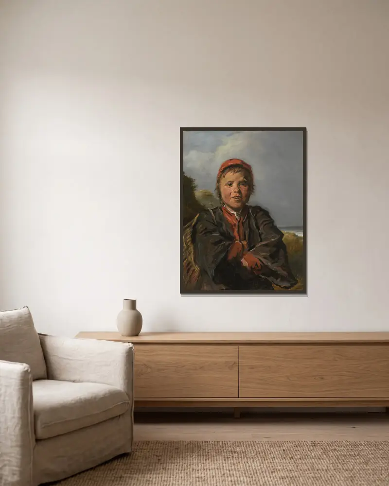 Fisherboy av Frans Hals inramad på en vägg