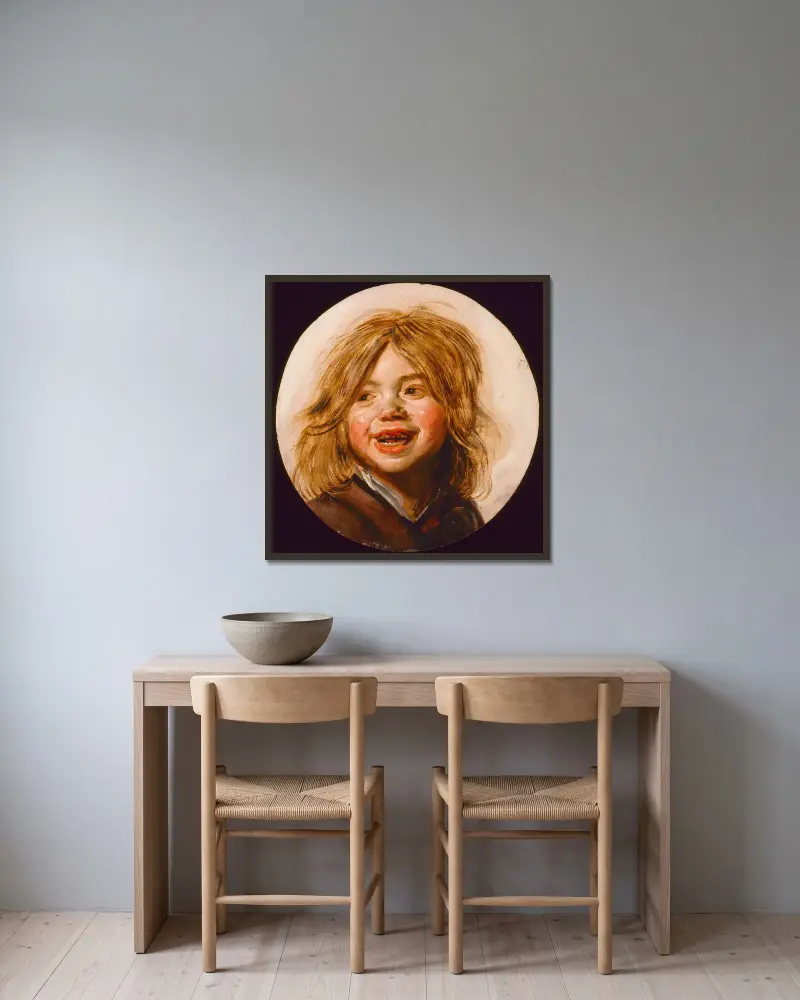 Smějící se dítě, Frans Hals v rámu na stěně