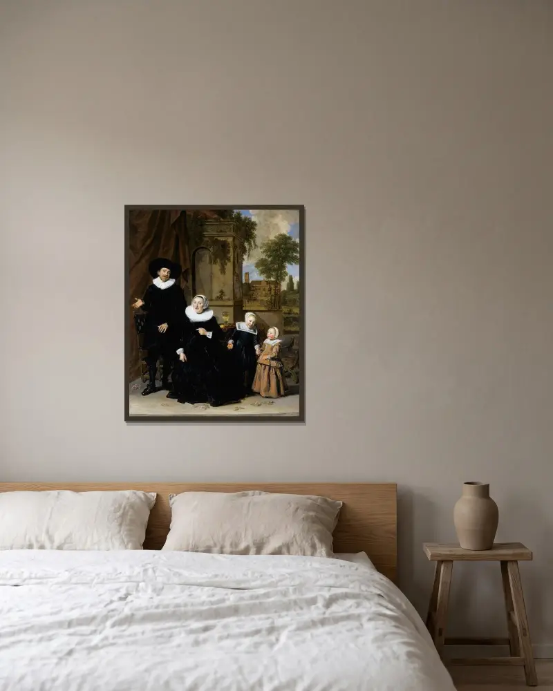 Porträtt av en holländsk familj av Frans Hals inramad på en vägg