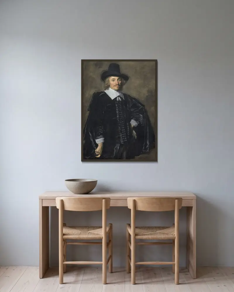 Porträtt av en herre av Frans Hals inramad på en vägg