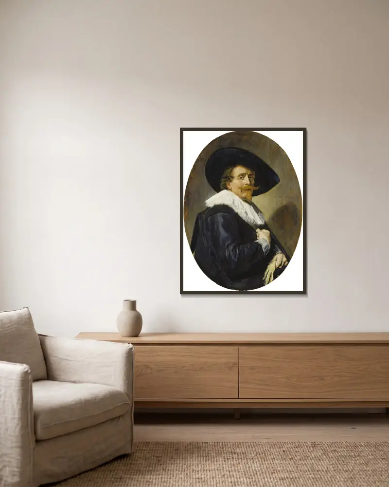 Porträtt av en man, 1638 av Frans Hals inramad på en vägg