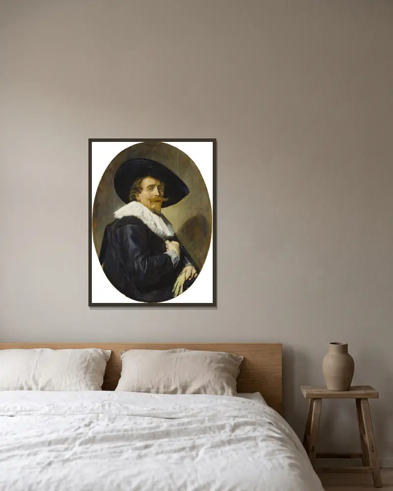 Porträtt av en man, 1638 av Frans Hals inramad på en vägg