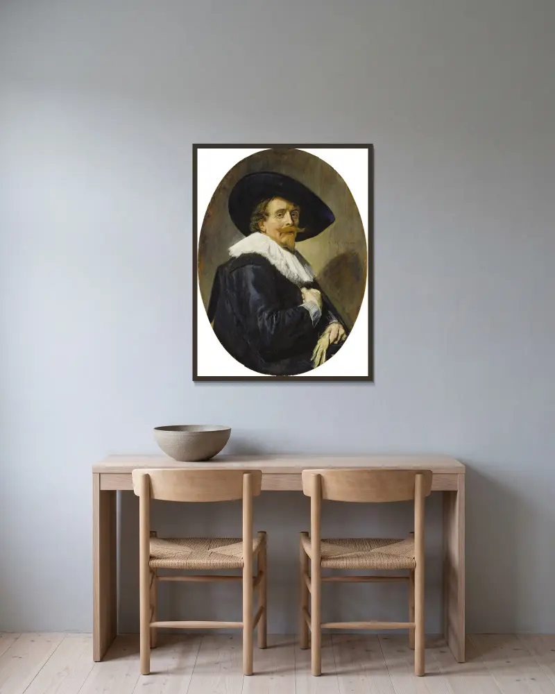 Porträtt av en man, 1638 av Frans Hals inramad på en vägg