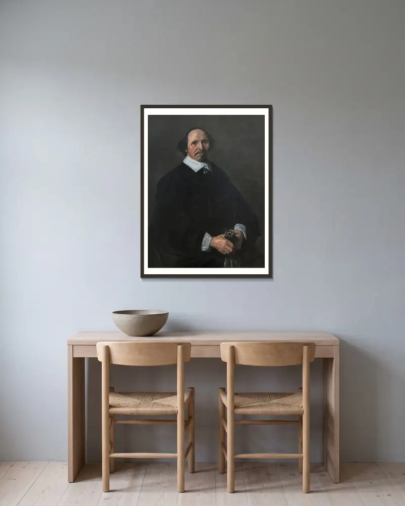 Porträtt av en man – nr 2 av Frans Hals inramad på en vägg