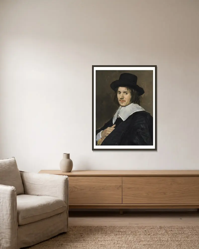 Porträtt av en man, 1648 av Frans Hals inramad på en vägg