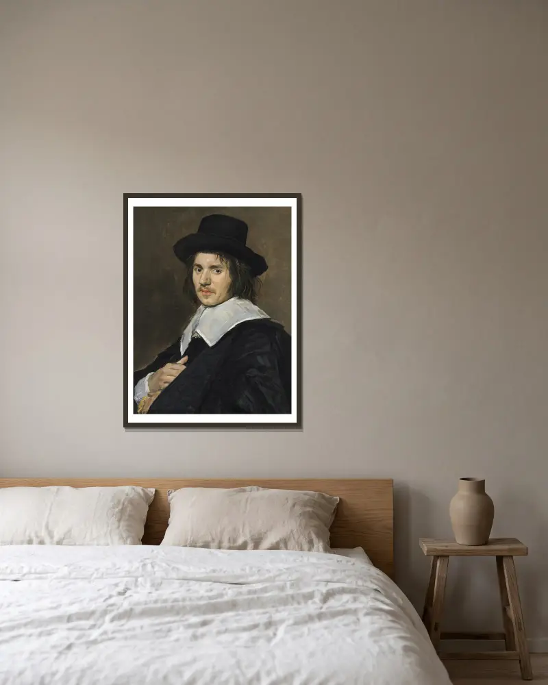 Porträtt av en man, 1648 av Frans Hals inramad på en vägg