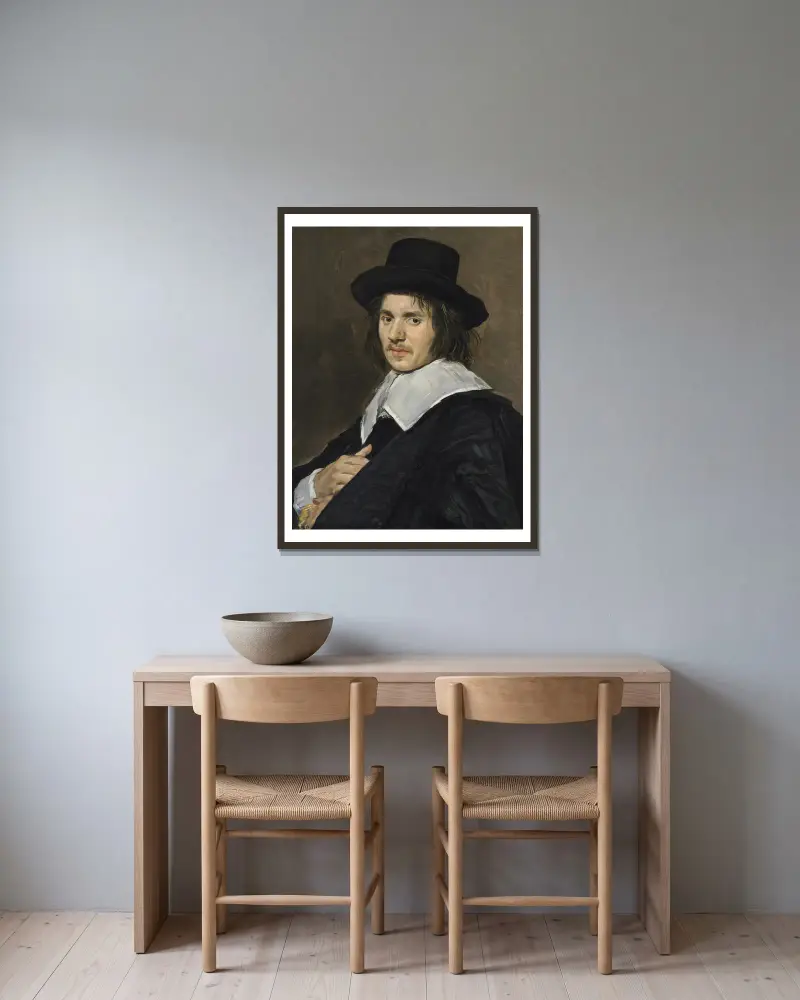 Porträtt av en man, 1648 av Frans Hals inramad på en vägg