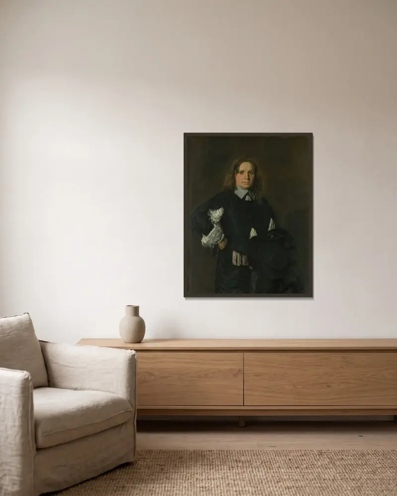 Porträtt av en man – nr 3 av Frans Hals inramad på en vägg