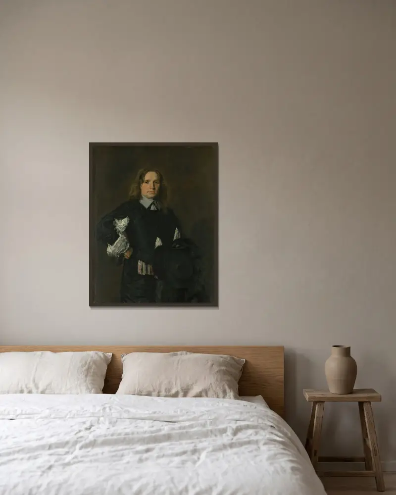 Porträtt av en man – nr 3 av Frans Hals inramad på en vägg