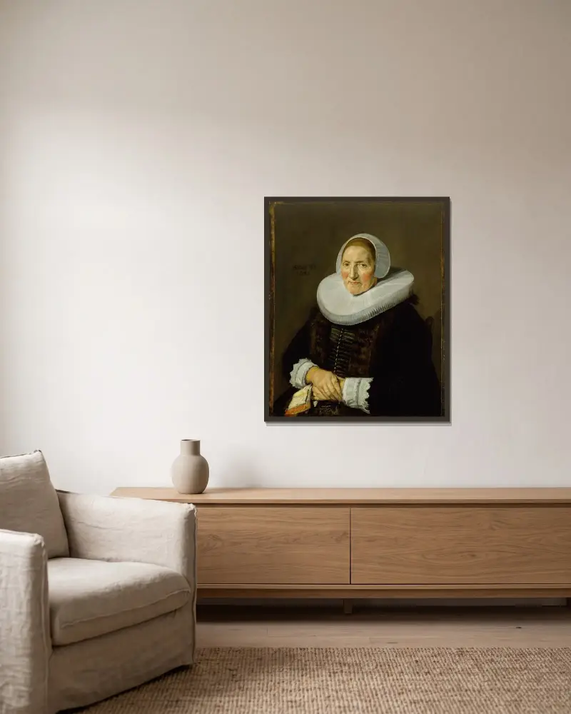 Bildnis einer Frau, 1650 – Nr. 3 von Frans Hals gerahmt an einer Wand