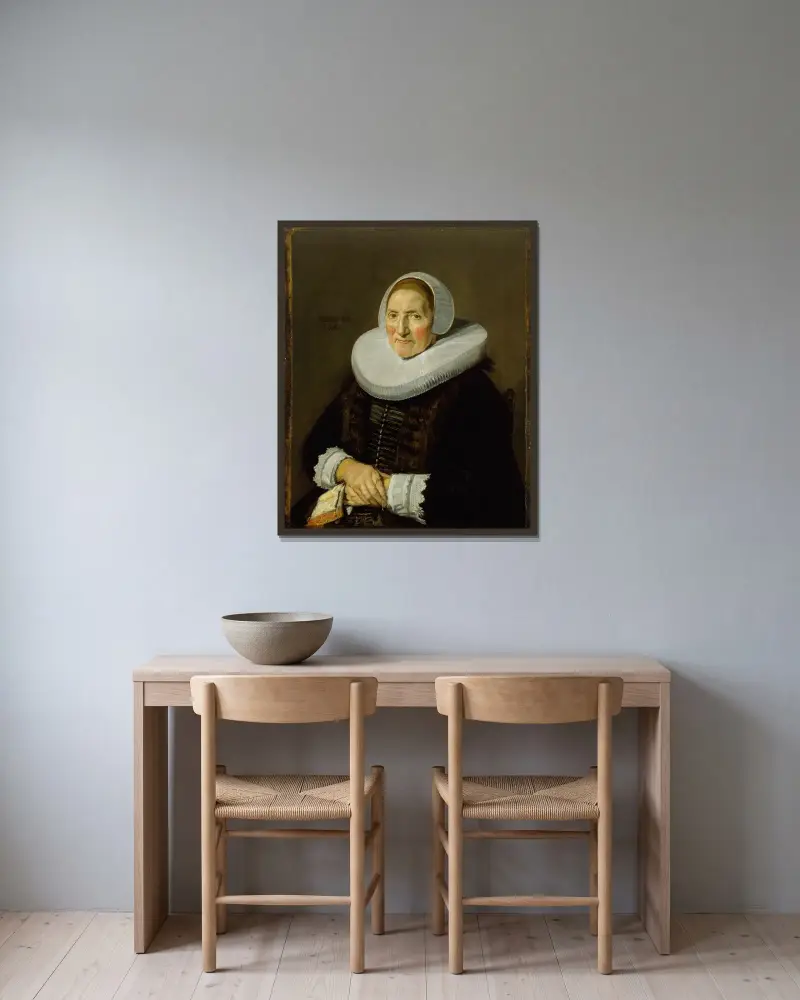 Bildnis einer Frau, 1650 – Nr. 3 von Frans Hals gerahmt an einer Wand