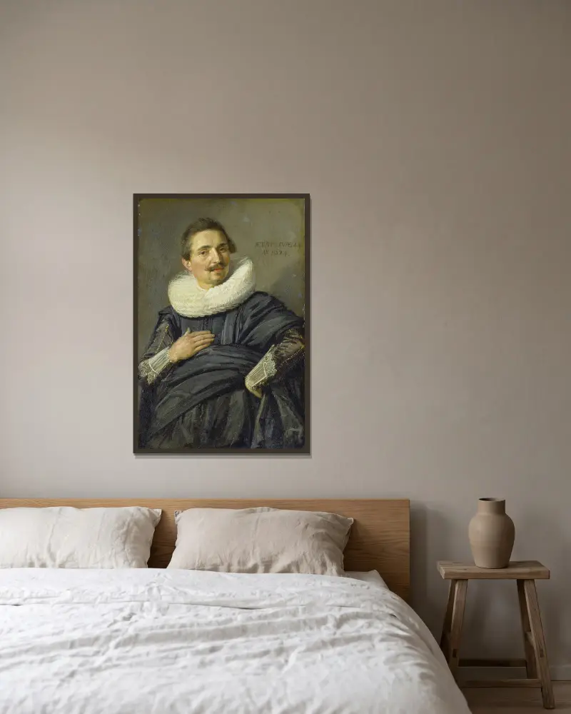 Bildnis eines jungen Kavaliers von Frans Hals gerahmt an einer Wand