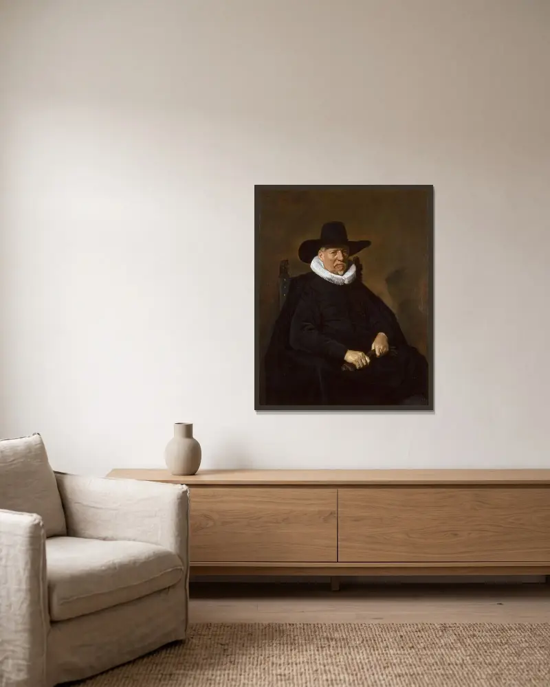Porträtt av en äldre man, traditionellt kallad Heer Bodolphe av Frans Hals inramad på en vägg