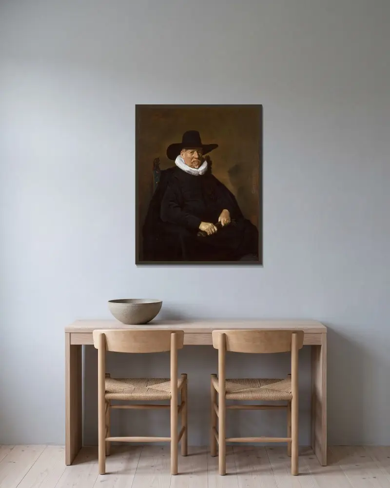 Porträtt av en äldre man, traditionellt kallad Heer Bodolphe av Frans Hals inramad på en vägg