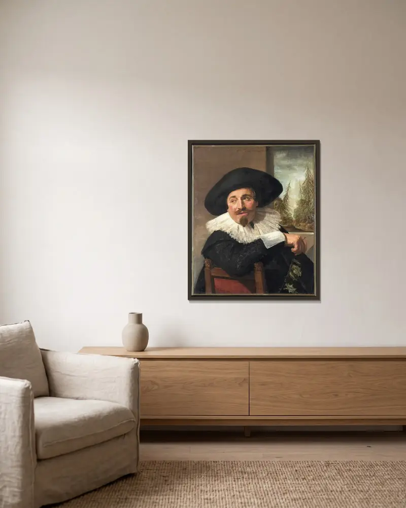 Porträtt av Isaac Abrahamsz. Massa av Frans Hals inramad på en vägg