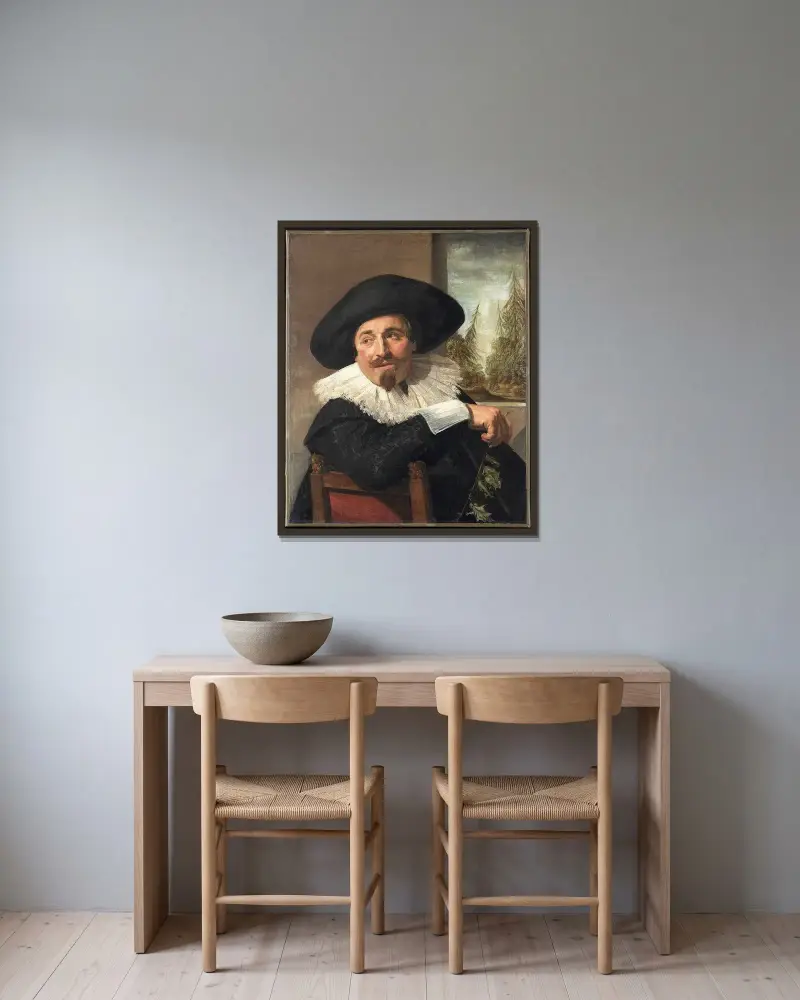 Porträtt av Isaac Abrahamsz. Massa av Frans Hals inramad på en vägg