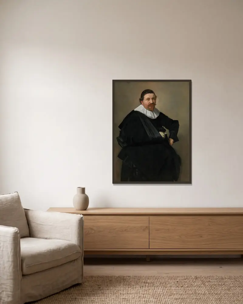 Portret Lucasa de Clercqa, Frans Hals w ramie na ścianie