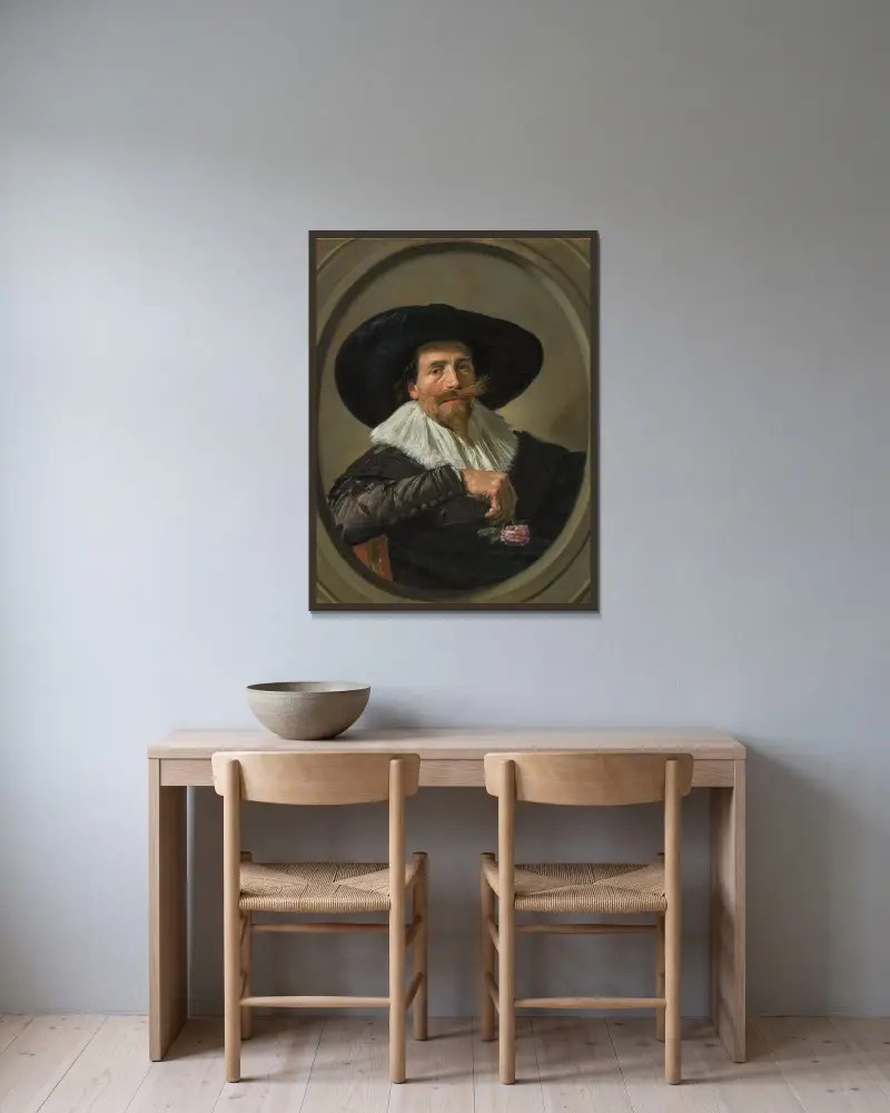 Porträt von Pieter Dircksz. Tjarck von Frans Hals gerahmt an einer Wand