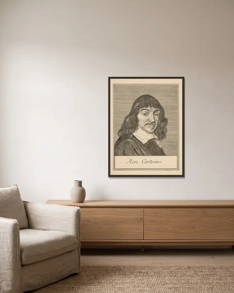 Ren. Cartesius (Rene Descartes) av Frans Hals inramad på en vägg