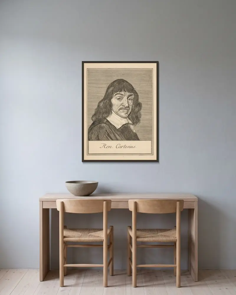 Ren. Cartesius (Rene Descartes) av Frans Hals inramad på en vägg