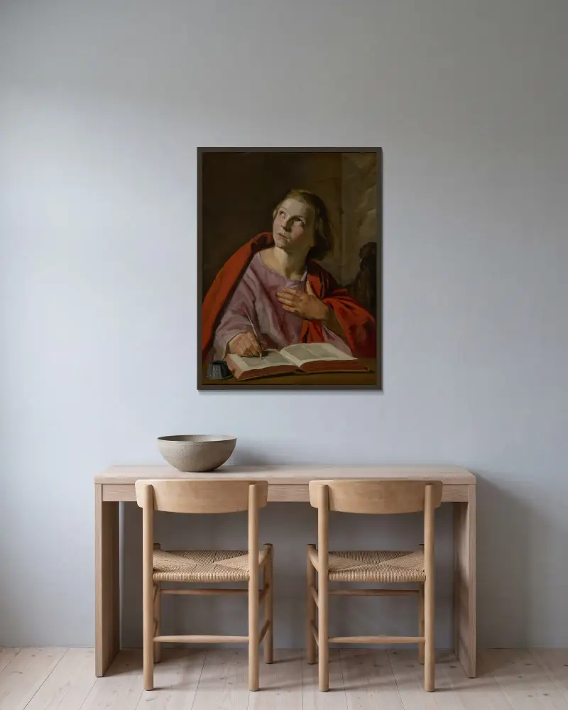 Saint John the Evangelist av Frans Hals inramad på en vägg