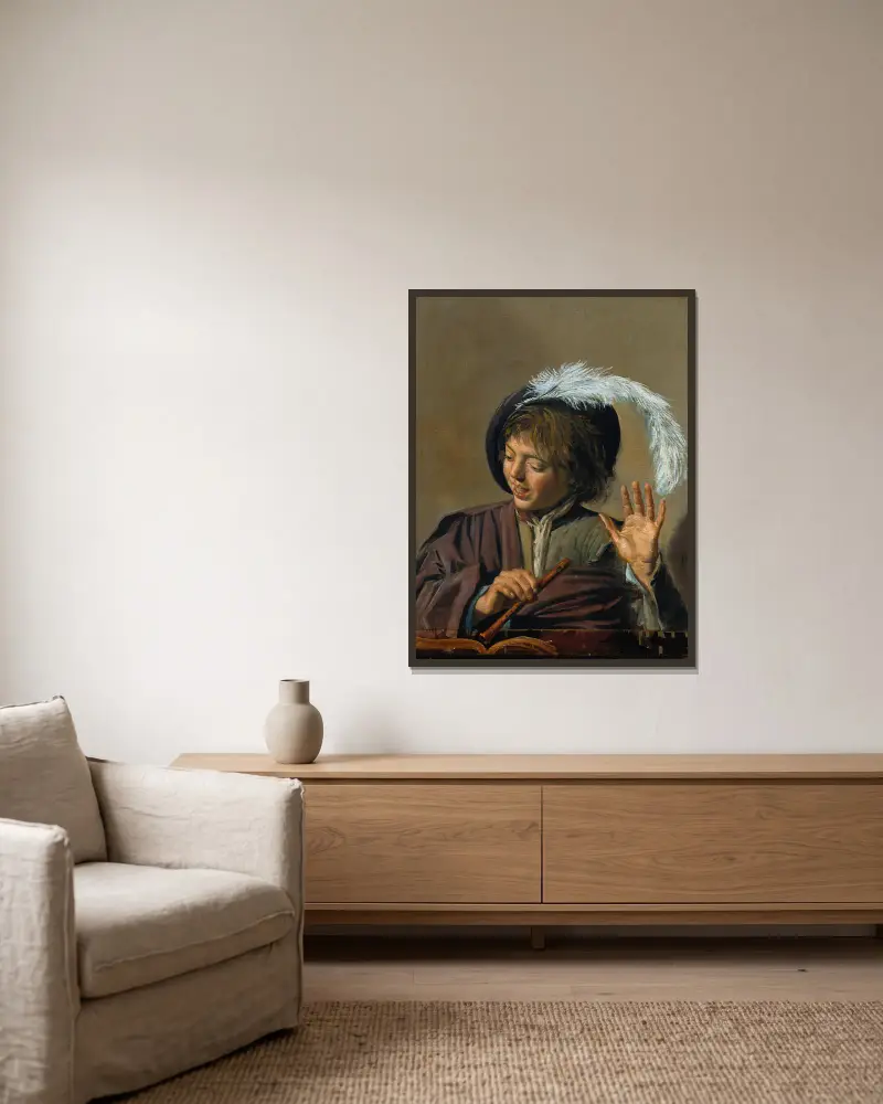 Zpívající chlapec s flétnou, Frans Hals v rámu na stěně