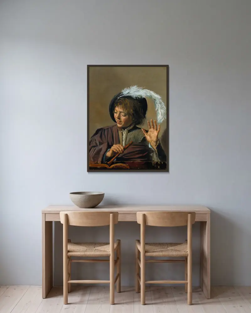 Zpívající chlapec s flétnou, Frans Hals v rámu na stěně