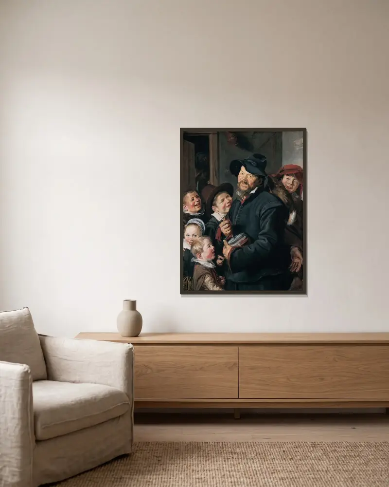 The Rommel-Pot Player av Frans Hals inramad på en vägg