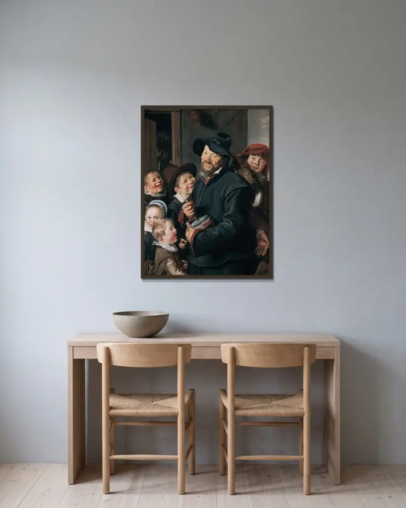 The Rommel-Pot Player av Frans Hals inramad på en vägg