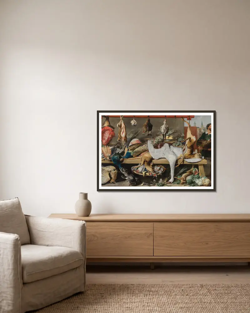 Game Market av Frans Snyders inramad på en vägg