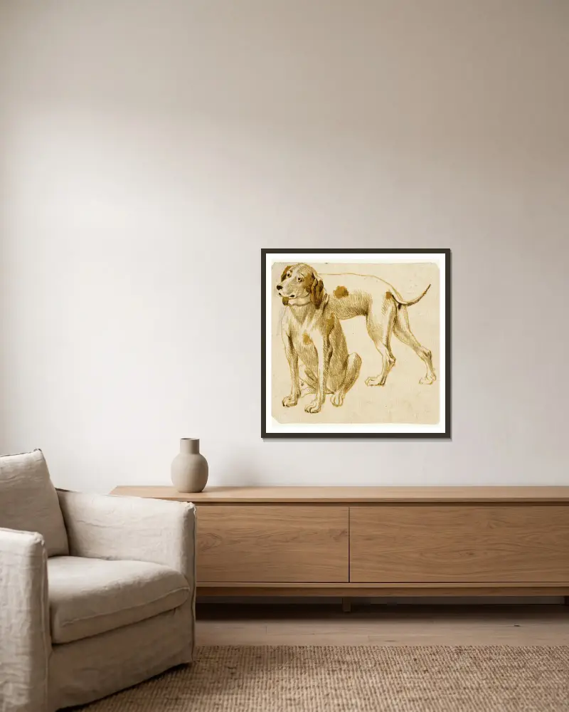 Hundestudien – Nr. 3 von Frans Snyders gerahmt an einer Wand