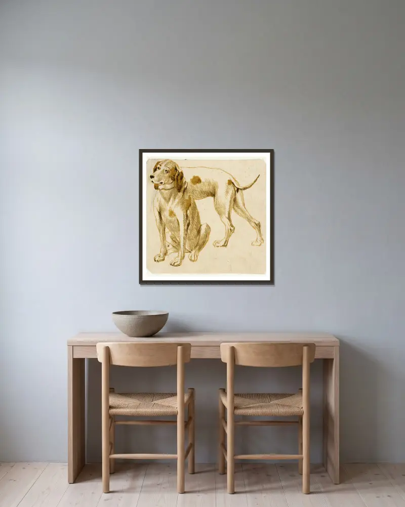 Hundestudien – Nr. 3 von Frans Snyders gerahmt an einer Wand