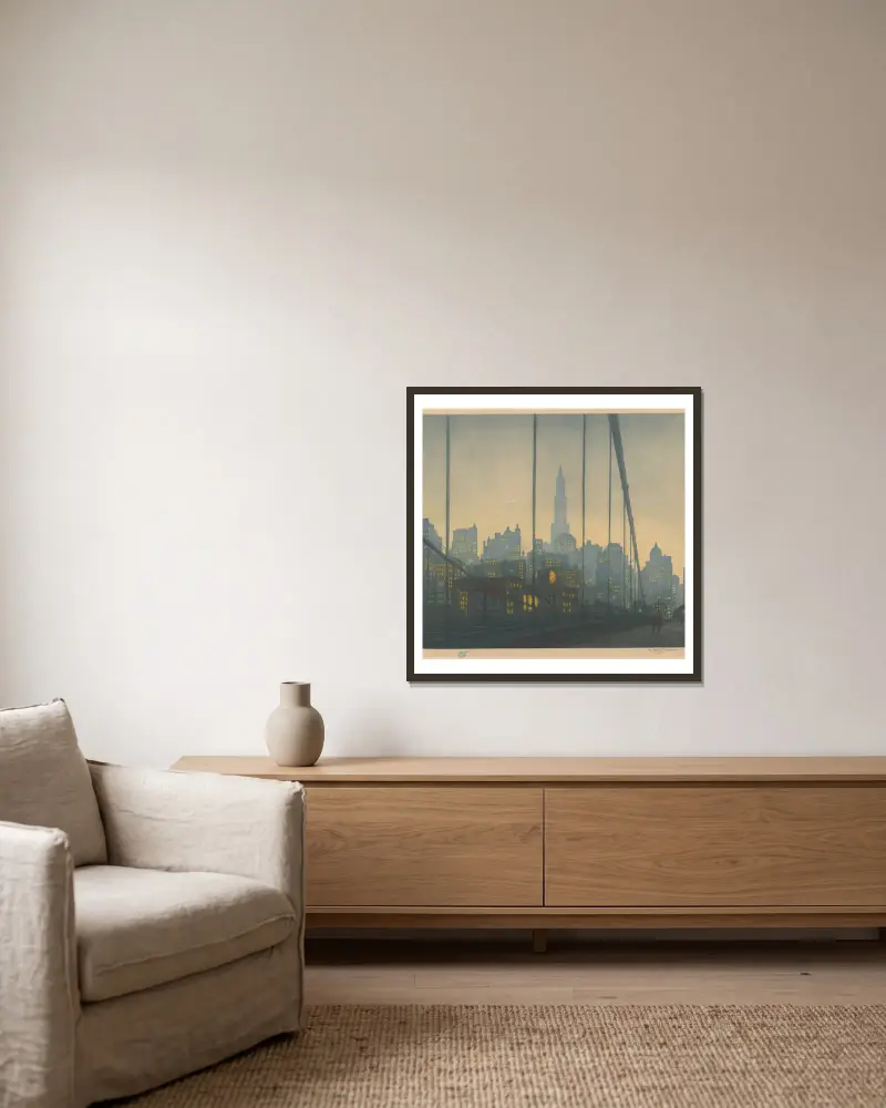 New York – Brooklyn Bridge von Tavík František Šimon gerahmt an einer Wand
