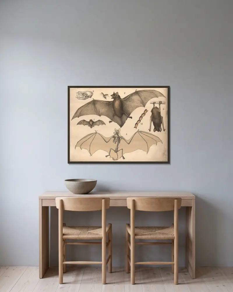 Bat, 1900 av Franz Engleder inramad på en vägg