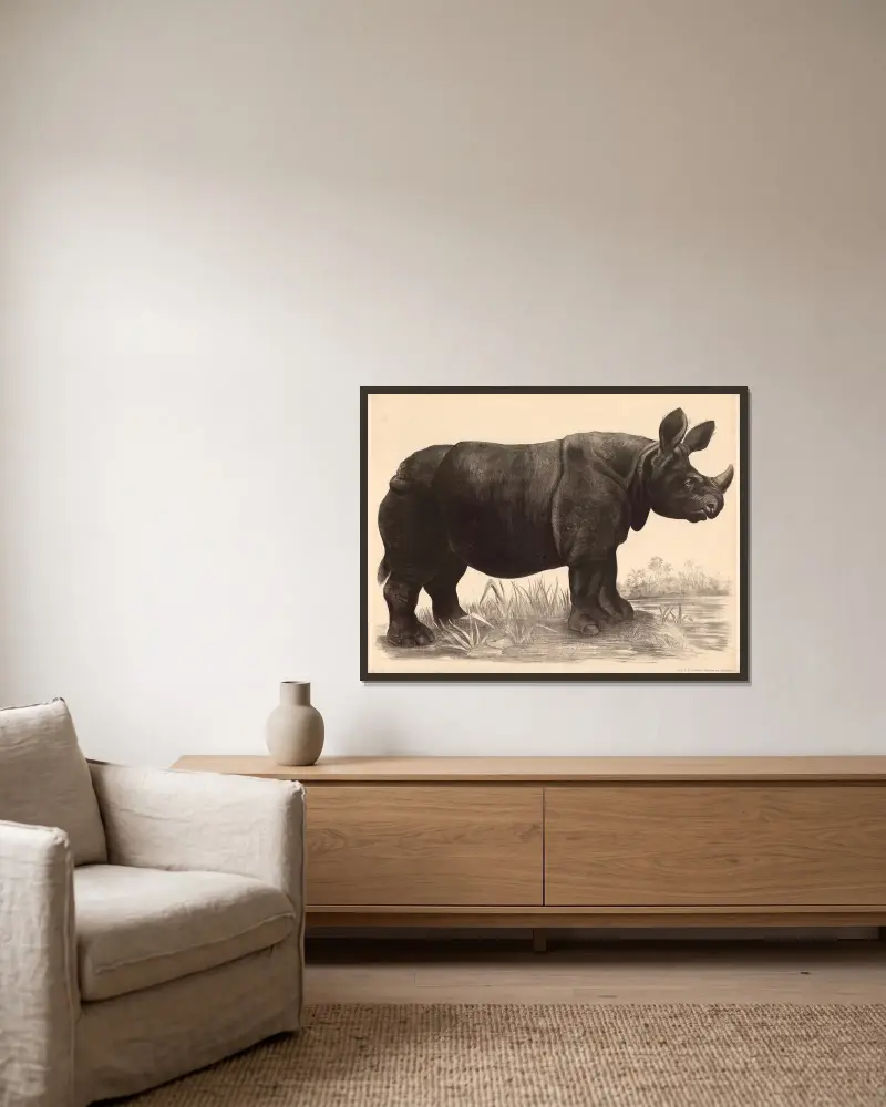Nosorożec (Rhinoceros indicus), Franz Engleder w ramie na ścianie