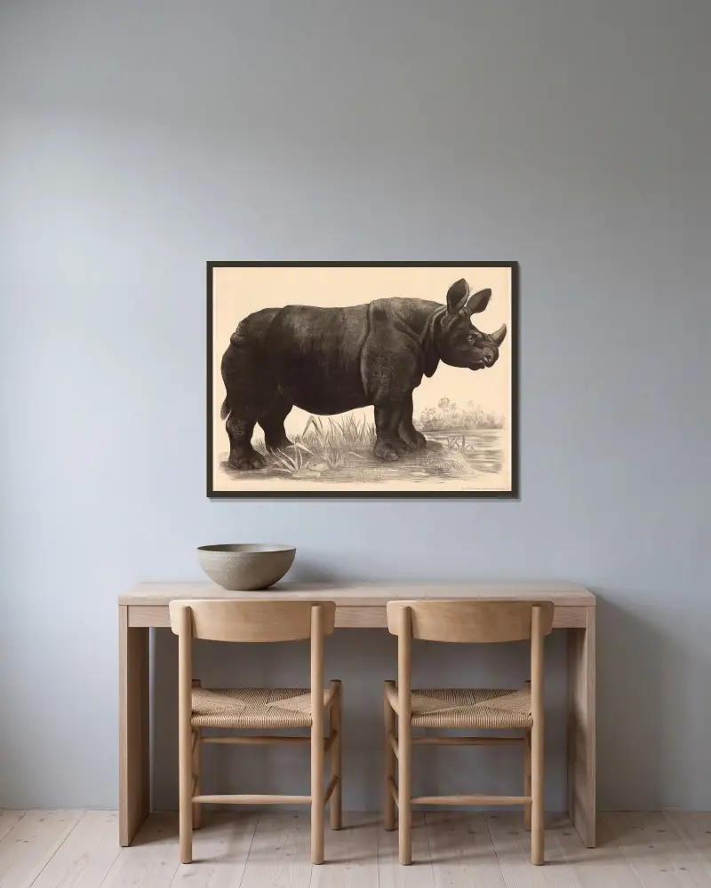 Nosorożec (Rhinoceros indicus), Franz Engleder w ramie na ścianie