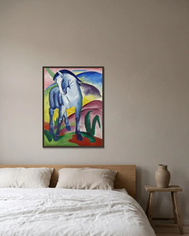 Modrý kůň I, Franz Marc v rámu na stěně